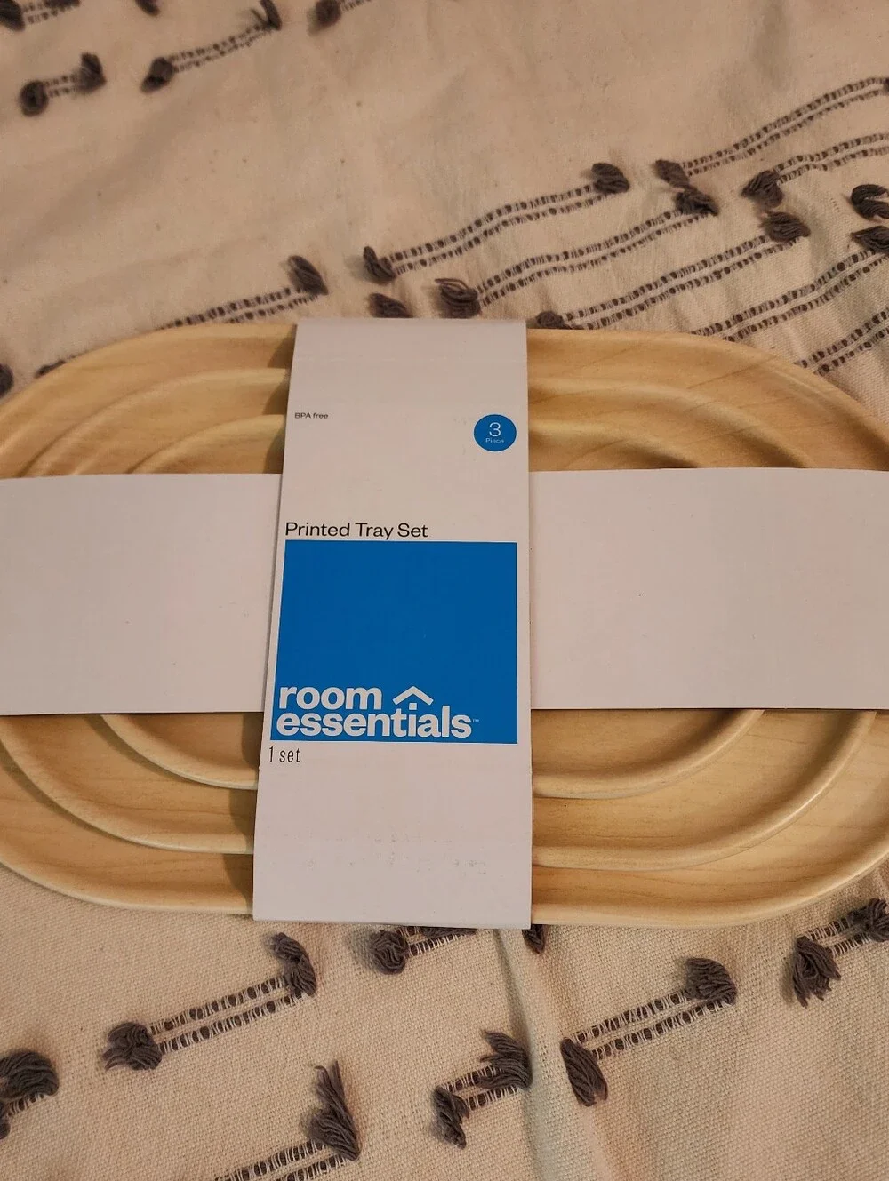 Room Essentials Printed Tray Set NWT Home Decor Kitchen Serving Guests Host Fun
